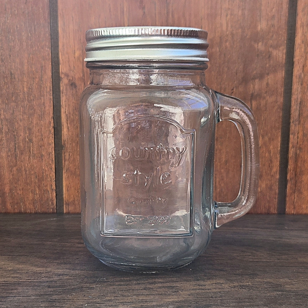 Country Mason Jars By Circleware - 15 oz. Set of 4 with lids & straws - NIB - Picture 2 of 6